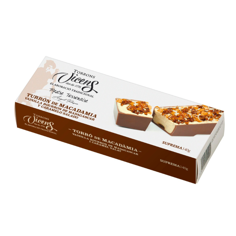 Vicens - Turron de Macadamia à la Vanille Bourbon de Madagascar 140g