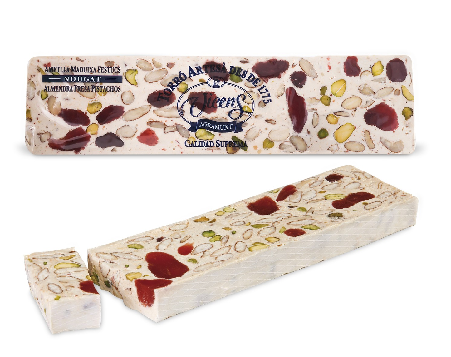 TURRON SEMI DUR AMANDE FRAISE PISTACHE