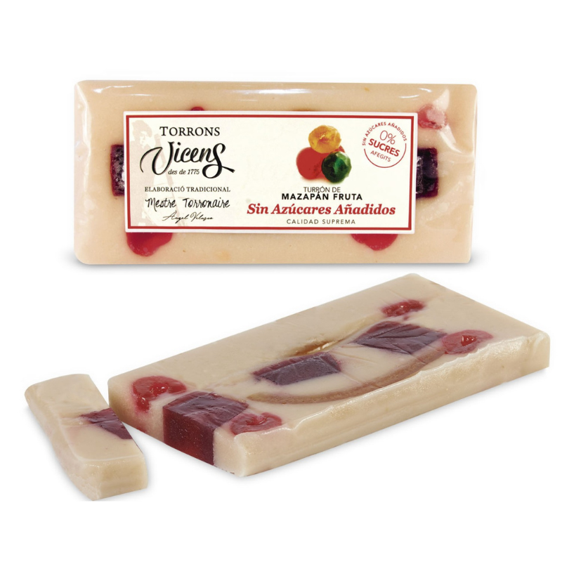Vicens - Turron Massepain aux fruits confits - Sans sucre ajouté - 250g