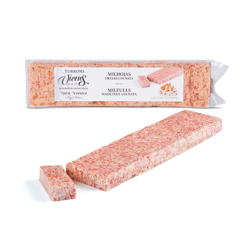 Vicens - Turron Mille Feuille de fraise praliné turron à la crème - 300g