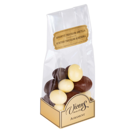 Torrons Vicens - Assortiment d'amandes suisses aux 3 chocolats - 120g