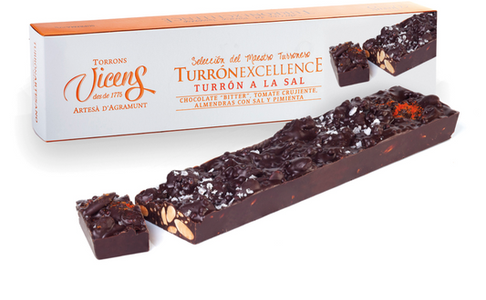 VICENS - Boîte de turrons - Chocolat Noir-Amande & Fleur de Sel - 250g