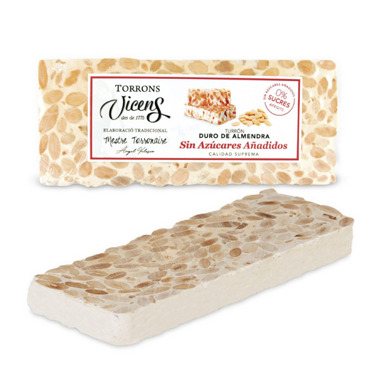 Vicens - Turron d'amande Croquant et Dur - Sans sucre ajouté  250g