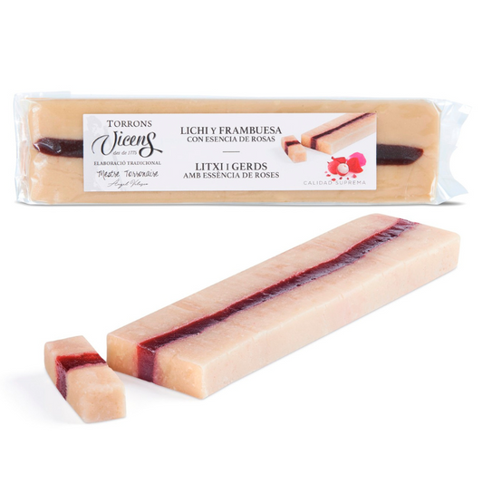 Torrons Vicens - Nougat Litchi, Framboise et Roses - 300g