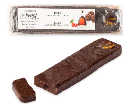 TURRON de ganache au chocolat noir aux Cerises á la Liqueur 300g