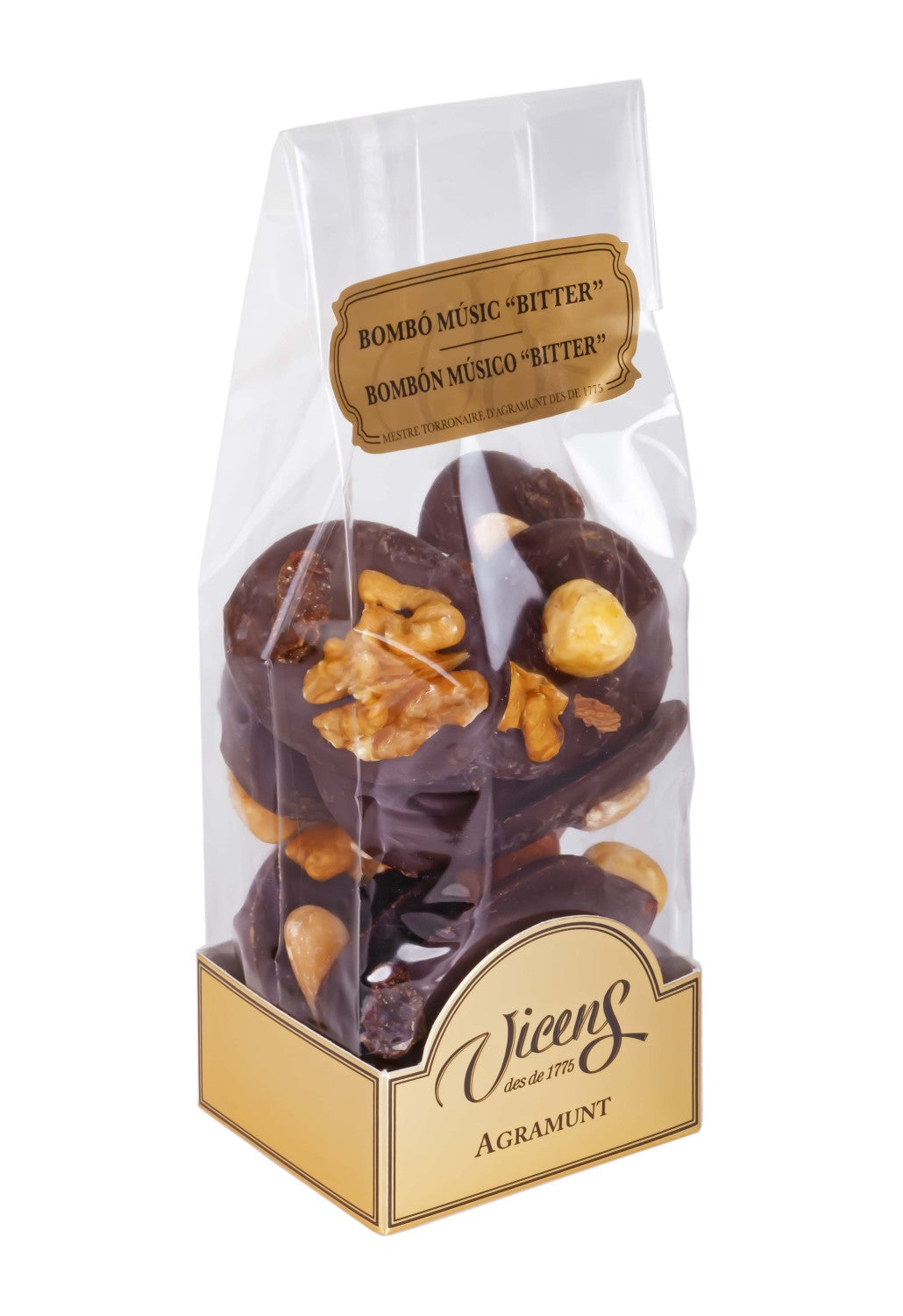 Sachet de Bonbon au Chocolat amer avec un mélange de noix
