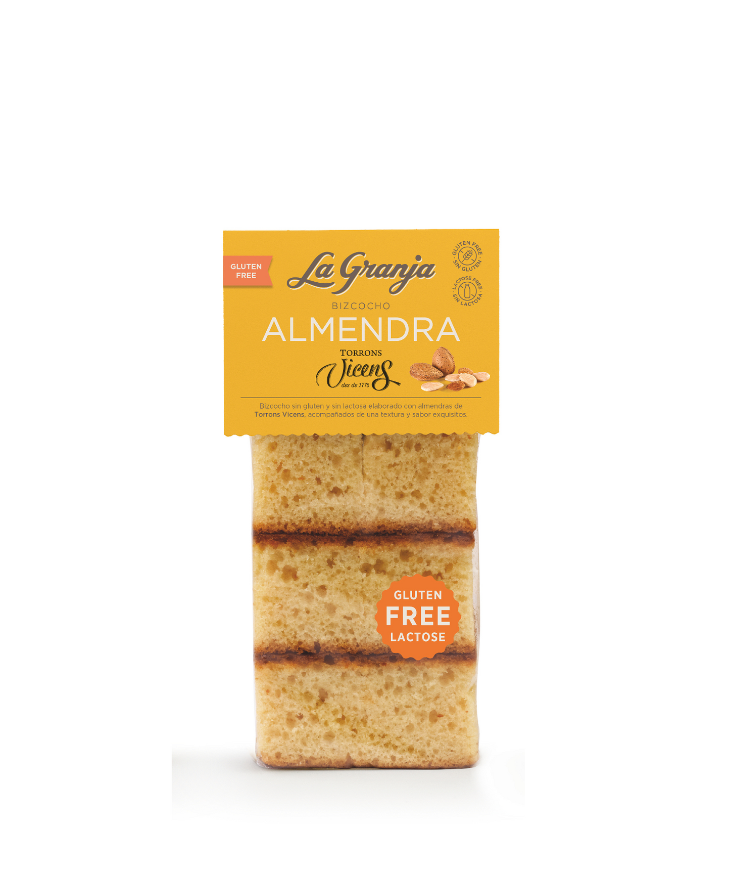 Génoise au turron dur d'amande sans lait et sans gluten 350g