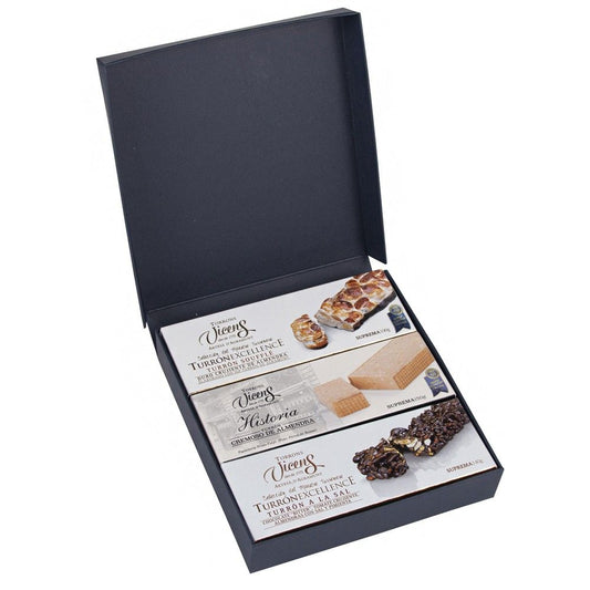 Vicens - Étui Excellence 3 Turrons de 150g- Soufflé, crémeux et fleur de sel