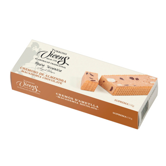 Vicens - Crémeux aux amandes, macadamia caramélisée et chocolat 150g en Etui