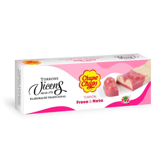 Vicens - Chupa Chups - Turron Fraise et crème - 300g