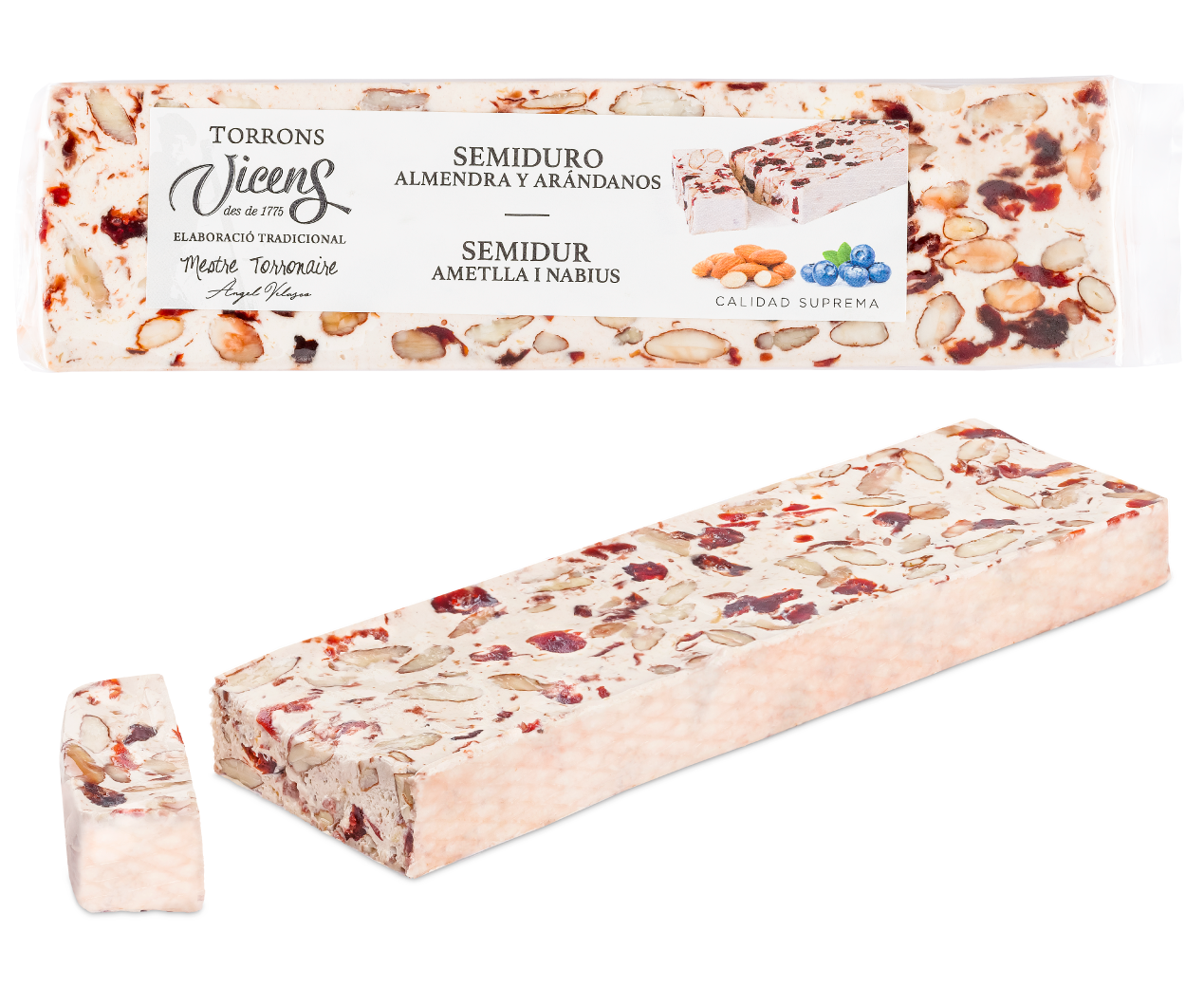 Nougat aux Amandes Semi-dur aux Myrtilles